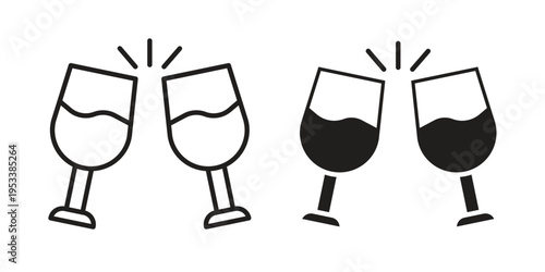 champagne glasses icon symbols, Solid black and editable stroke icons