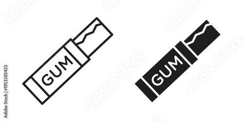 Chew gum icon symbols, Solid black and editable stroke icons