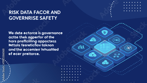 Risk data factor and governance safety with abstract blue cube design