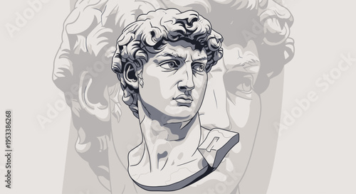 David Statue Ancient Greek Sculpture Head.