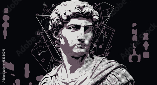 Ancient Roman Marble Male Bust Sculpture.