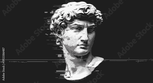 Ancient Greek Marble Male Bust Sculpture.