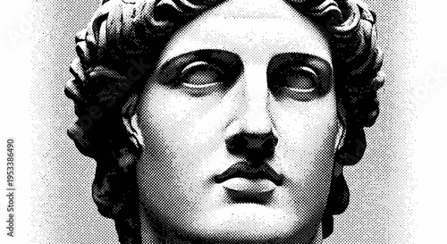 Close up of ancient marble bust.