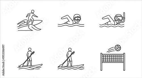 Set of 7 water sports icons vector