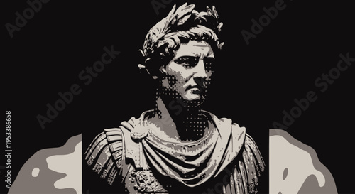 Ancient Roman Male Statue Bust Portrait.