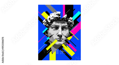 Closeup of Ancient Greek Male Statue.