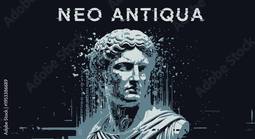 Ancient Greek Male Bust Sculpture Head.