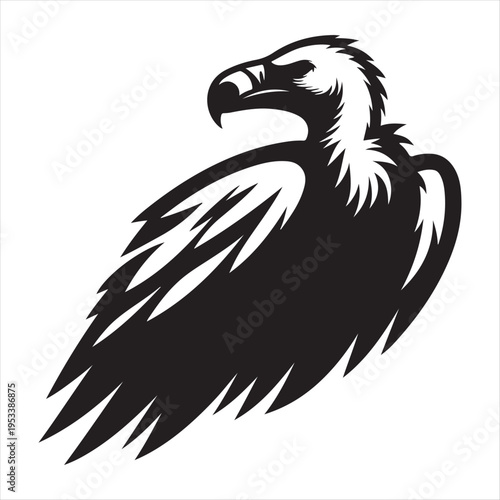 Vulture vector silhouette line art logo design concept  illustration idea