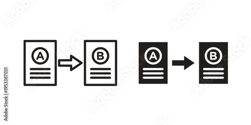 Compare icon symbols, Solid black and editable stroke icons