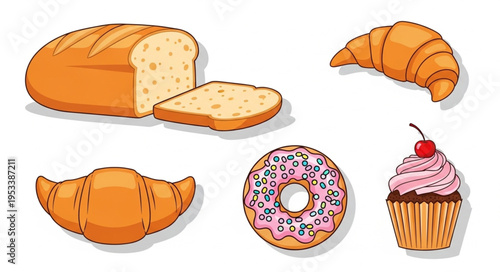 Assortment of Baked Goods and Pastries.