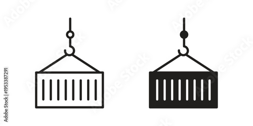 Container icon symbols, Solid black and editable stroke icons