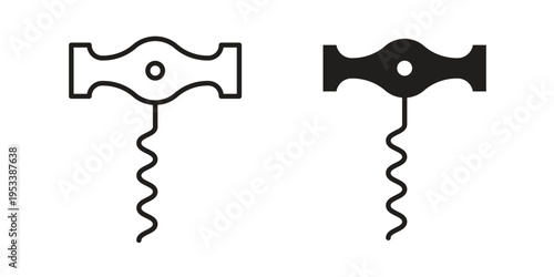 Corkscrew icon symbols, Solid black and editable stroke icons