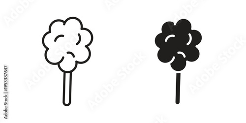 Cotton Candy icon symbols, Solid black and editable stroke icons