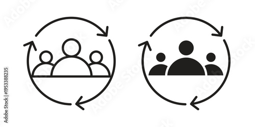 Customer retention icon symbols, Solid black and editable stroke icons