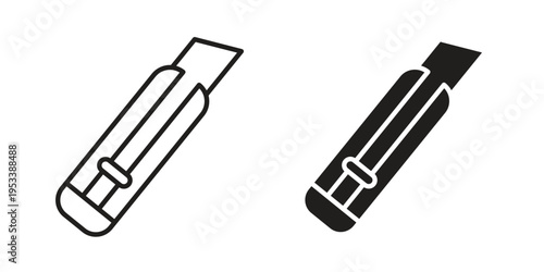 Cutter icon symbols, Solid black and editable stroke icons