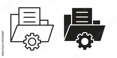 Data management icon symbols, Solid black and editable stroke icons
