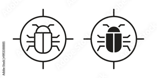 Debug icon symbols, Solid black and editable stroke icons