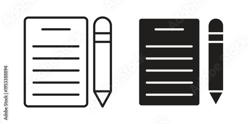 Declarations icon symbols, Solid black and editable stroke icons