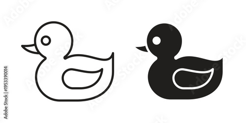 Duck icon symbols, Solid black and editable stroke icons