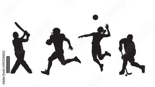 Set of 4 sports silhouettes vector