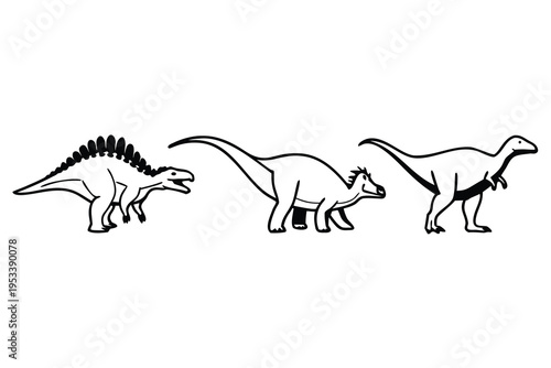 Set of cartoon dinosaurs for kids illustration on white background