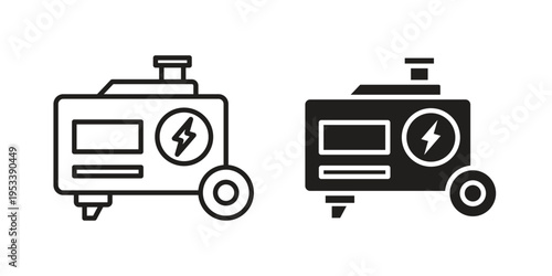 Quadro su tela Electric generator icon symbols, Solid black and editable stroke icons