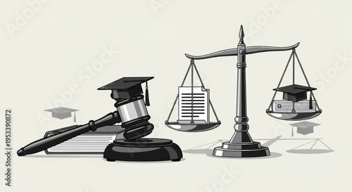 Law gavel scales of justice and legal documents on a desk symbolizing justice and law