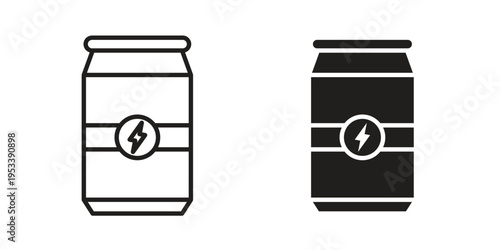 Energy drink icon symbols, Solid black and editable stroke icons