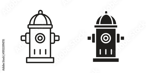 Fire hydrant icon symbols, Solid black and editable stroke icons