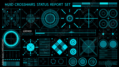 Heads up display elements a collection of futuristic crosshairs and status indicators