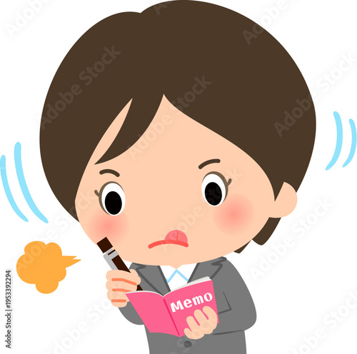 熱心にメモをとるビジネスウーマン