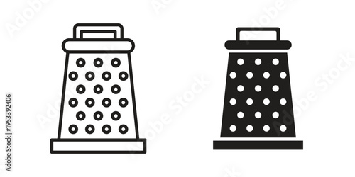 Grater icon symbols, Solid black and editable stroke icons