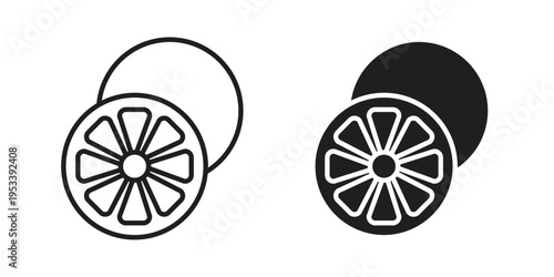 Grapefruit icon symbols, Solid black and editable stroke icons