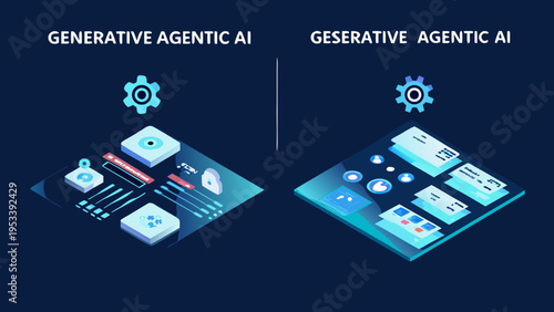 Generative agentic ai isometric circuit board representations with icons