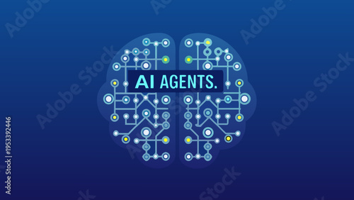 Ai agents concept illustrated as a human brain with network connections