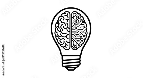 Illustration of a light bulb with a brain pattern symbolizing creativity and ideas.