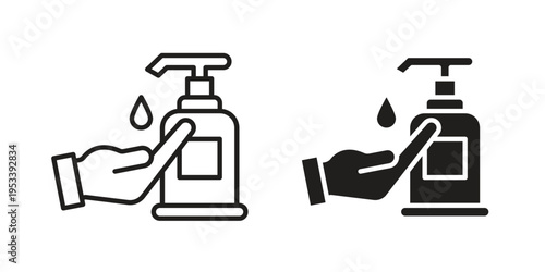 Hand wash icon symbols, Solid black and editable stroke icons