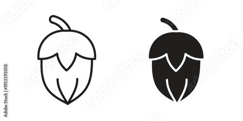 Hazelnut icon symbols, Solid black and editable stroke icons