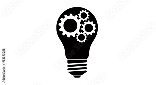 Abstract Gear Illuminated Light Bulb Icon Merging Idea and Innovation.