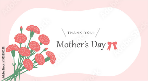 母の日バナーイラスト　カーネーションのイラスト　シンプルでかわいいイラスト