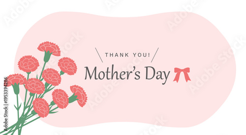 母の日バナーイラスト　カーネーションのイラスト　シンプルでかわいいイラスト