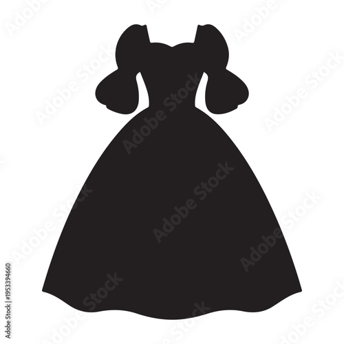 Princess dress silhouette vector illustration on white background