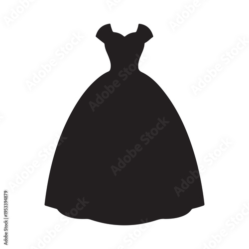 Princess dress silhouette vector illustration on white background