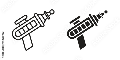 Laser gun icon symbols, Solid black and editable stroke icons