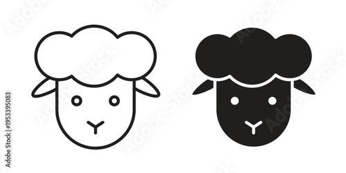 Lamb icon symbols, Solid black and editable stroke icons