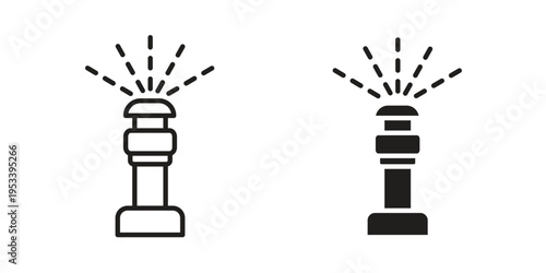 Lawn sprinkler icon symbols, Solid black and editable stroke icons
