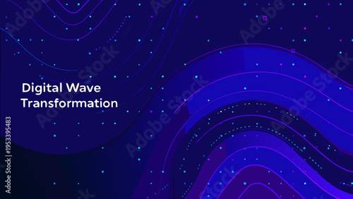 Abstract digital wave with flowing lines and vibrant blue hues