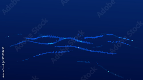 Abstract blue lines resembling a running or leaping animal form