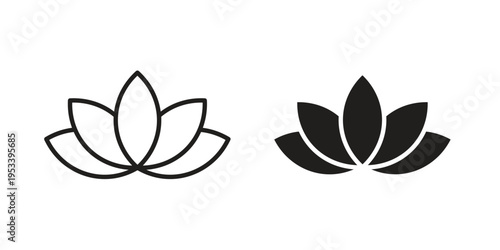 Lotus icon symbols, Solid black and editable stroke icons