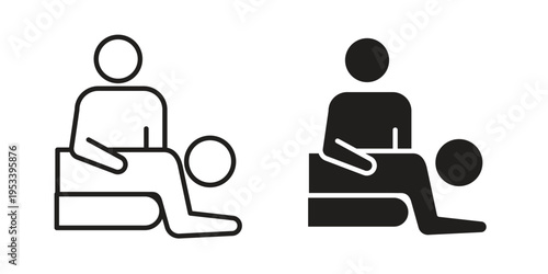 Massage icon symbols, Solid black and editable stroke icons